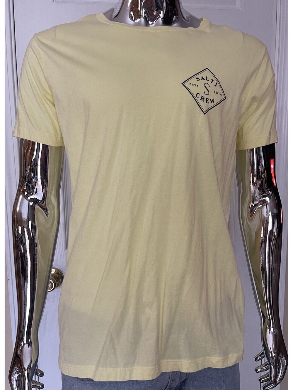Salty Crew Premium Cotton Short Sleeve T- Shirt, Men's L - Pale Yellow